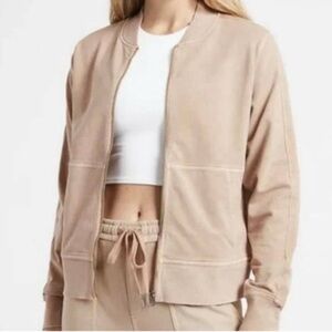 Athleta Farallon Semi-Fitted Organic Cotton Zip Up Jacket Molt Athleisure Active